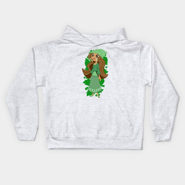 Little Green Vegan Girl Kids Hoodie by OCDVampire